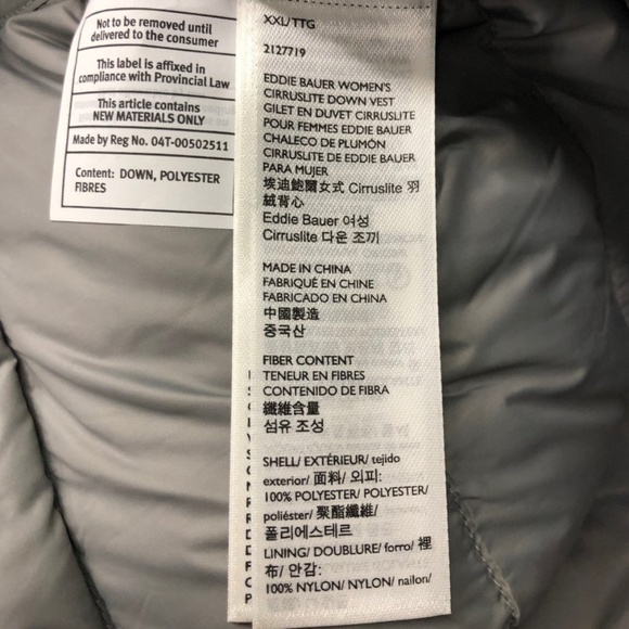 Eddie Bauer |  Women's Cirruslite Down Vest | Light Grey | Size XXL - Picture 4 of 4
